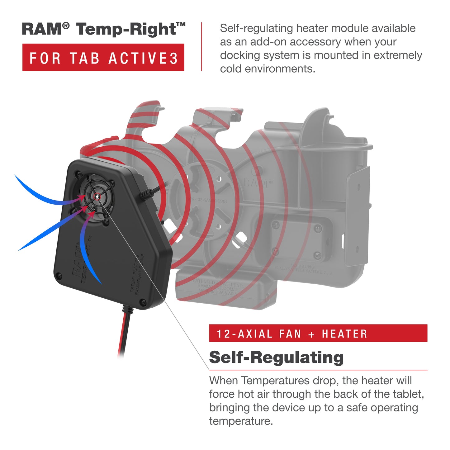 RAM® Temp-Right™ Dock Heating Module for Samsung Tab Active5 & 3