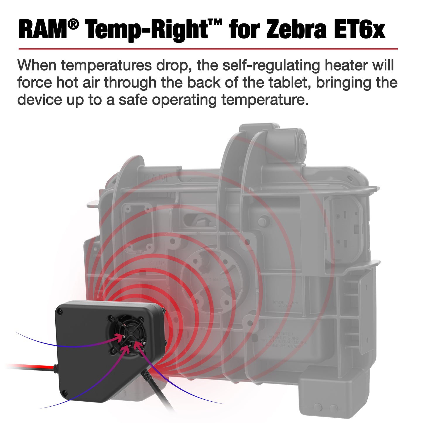 RAM® Temp-Right™ Dock Heating Module for Zebra ET6x & Getac ZX10