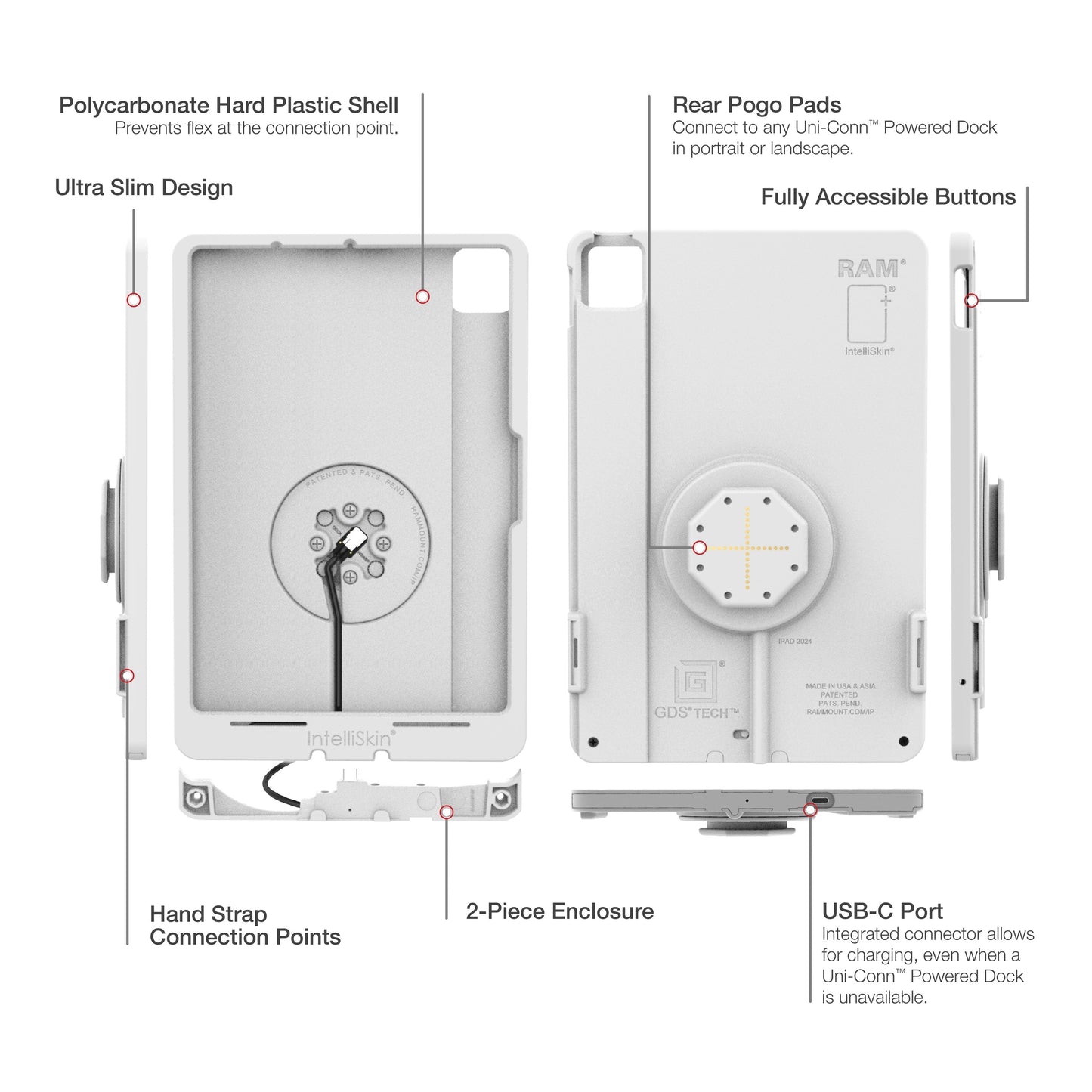 IntelliSkin® Thin-Case™ for iPad Air 11 M2 & M3 (Rear Pogo Pads) - Gray