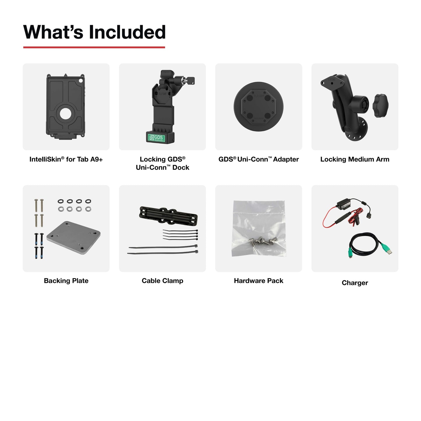 GDS® Uni-Conn™ Locking Vehicle Bundle for Samsung Tab A9+