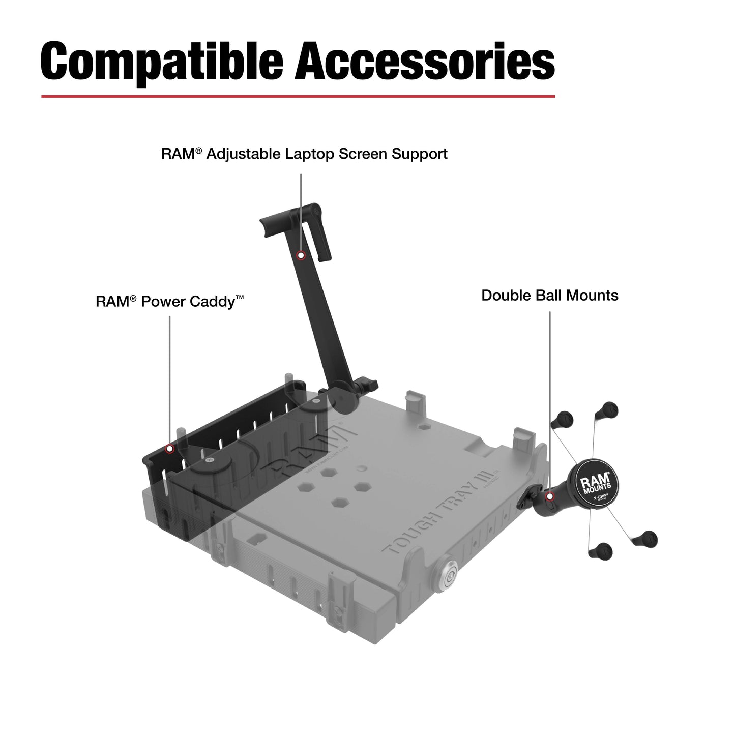 RAM® No-Drill™ Laptop Mount for '15-26 Ford F-150, ’17-26 F-250 + More