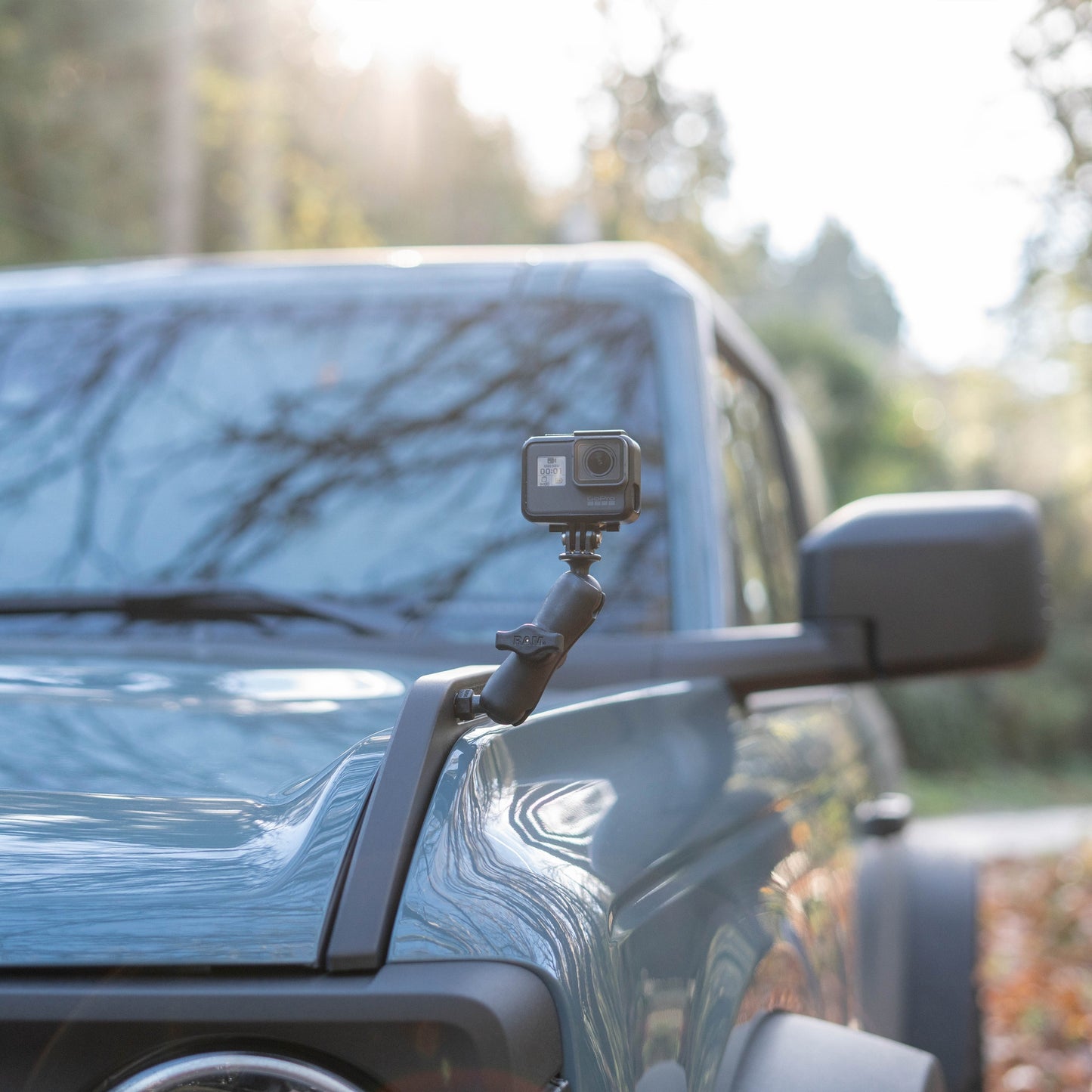 RAM® Tough-Ball™ for Bronco Hood Tie Down with Action Camera Adapter