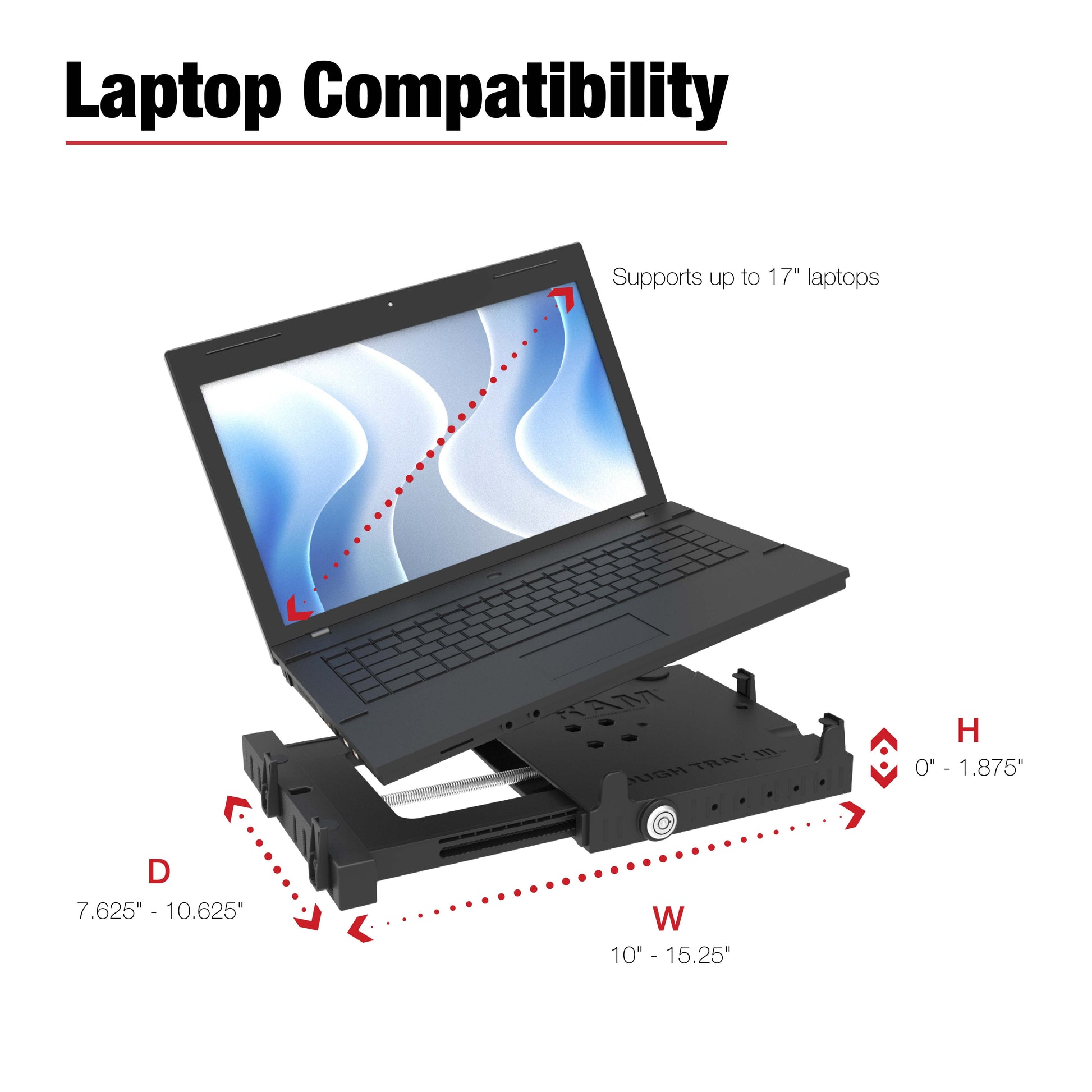 RAM® Tough-Tray™ III Spring Loaded Laptop Tray
