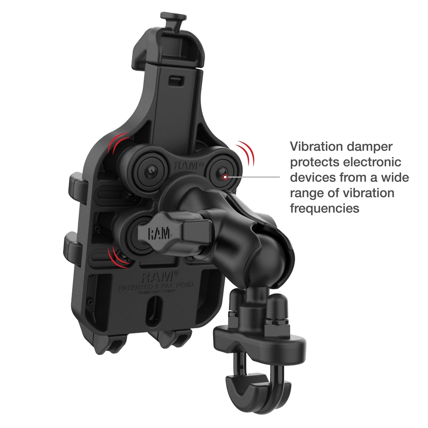 RAM® Quick-Grip™ Pro Vibration Damping Phone Mount with U-Bolt Base