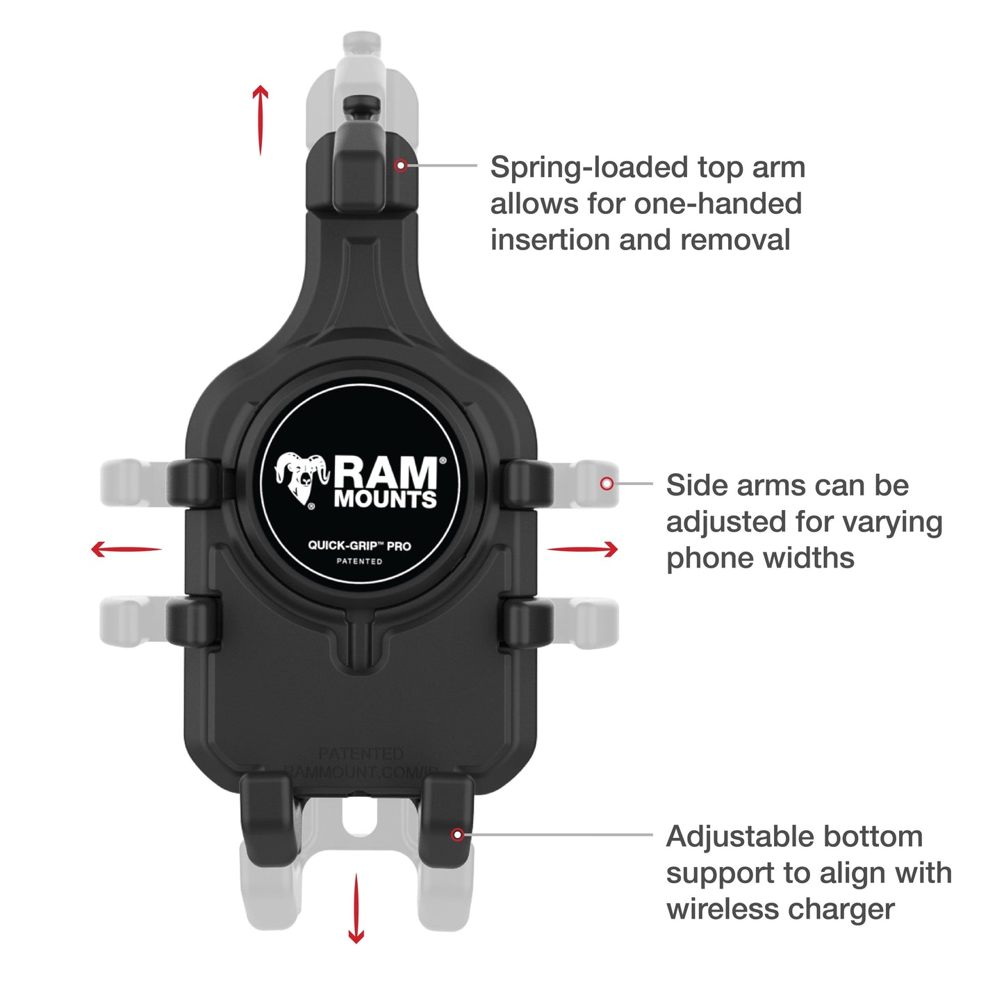 RAM® Quick-Grip™ Pro Vibration Damping Phone Mount with U-Bolt Base