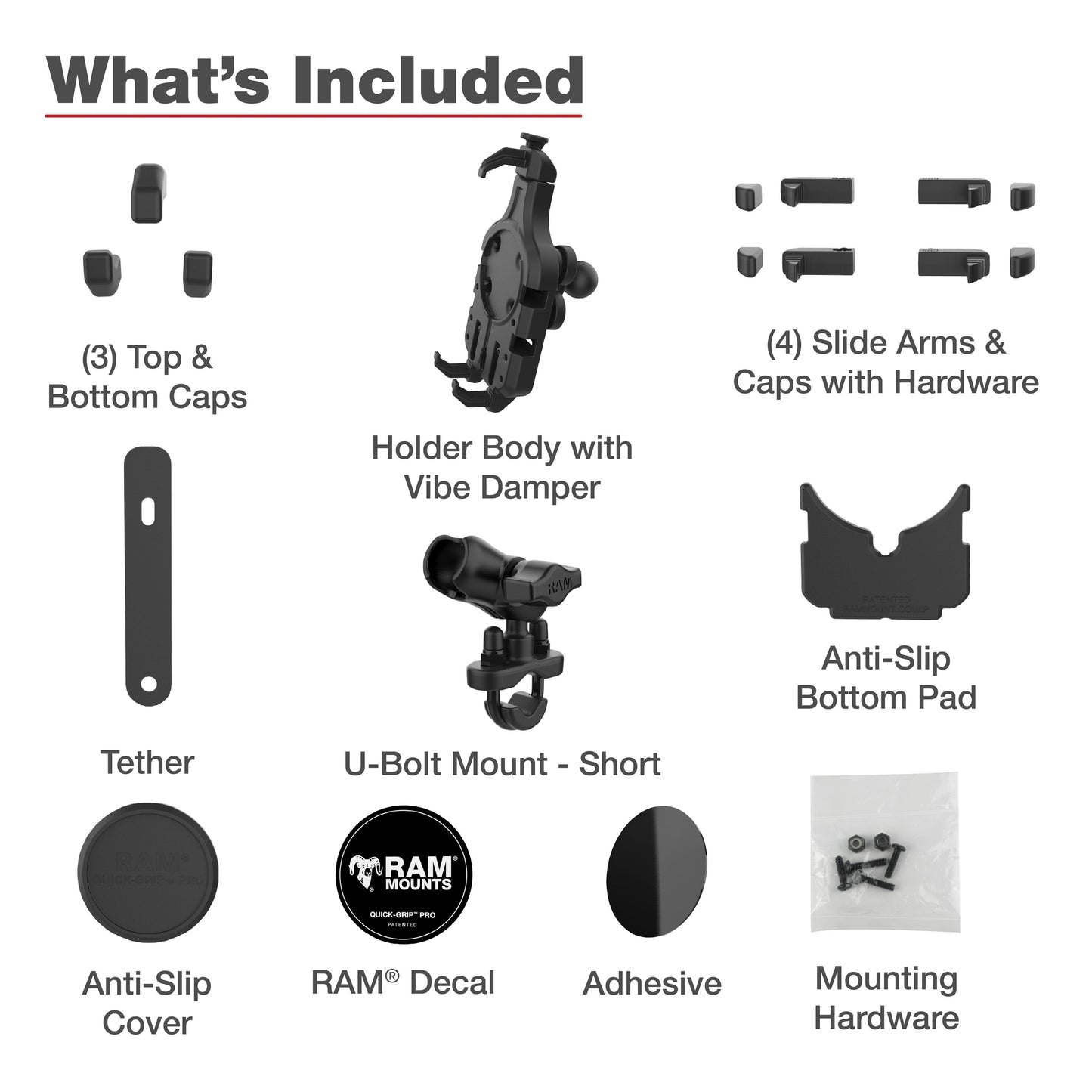 RAM® Quick-Grip™ Pro Vibration Damping Phone Mount with U-Bolt Base