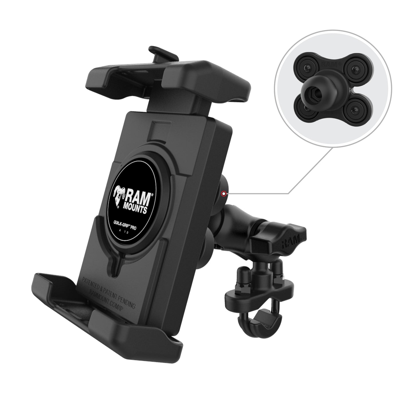RAM® Quick-Grip™ Pro XL Vibration Damping Phone Mount with U-Bolt Base