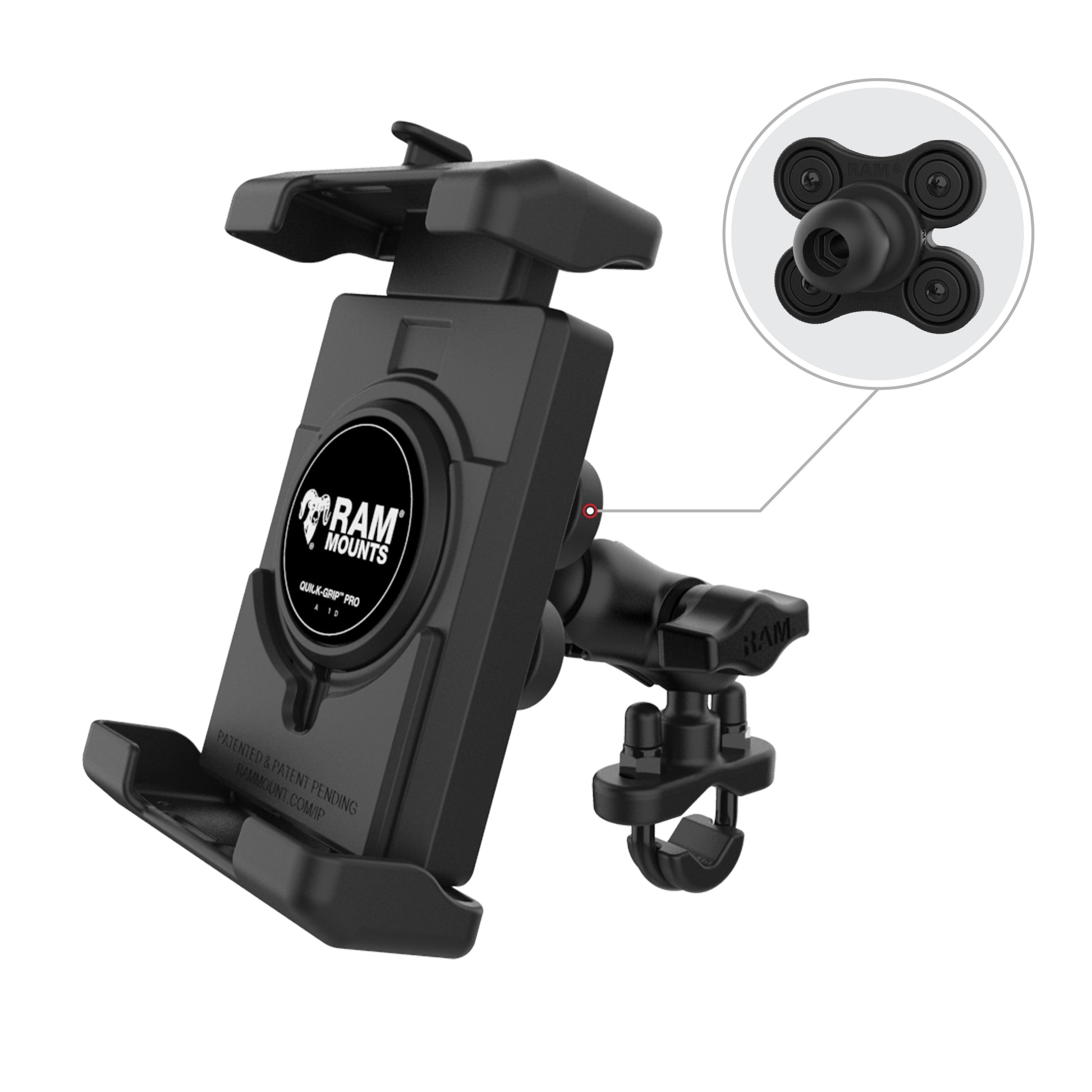 RAM® Quick-Grip™ Pro XL Vibration Damping Phone Mount with U-Bolt Base