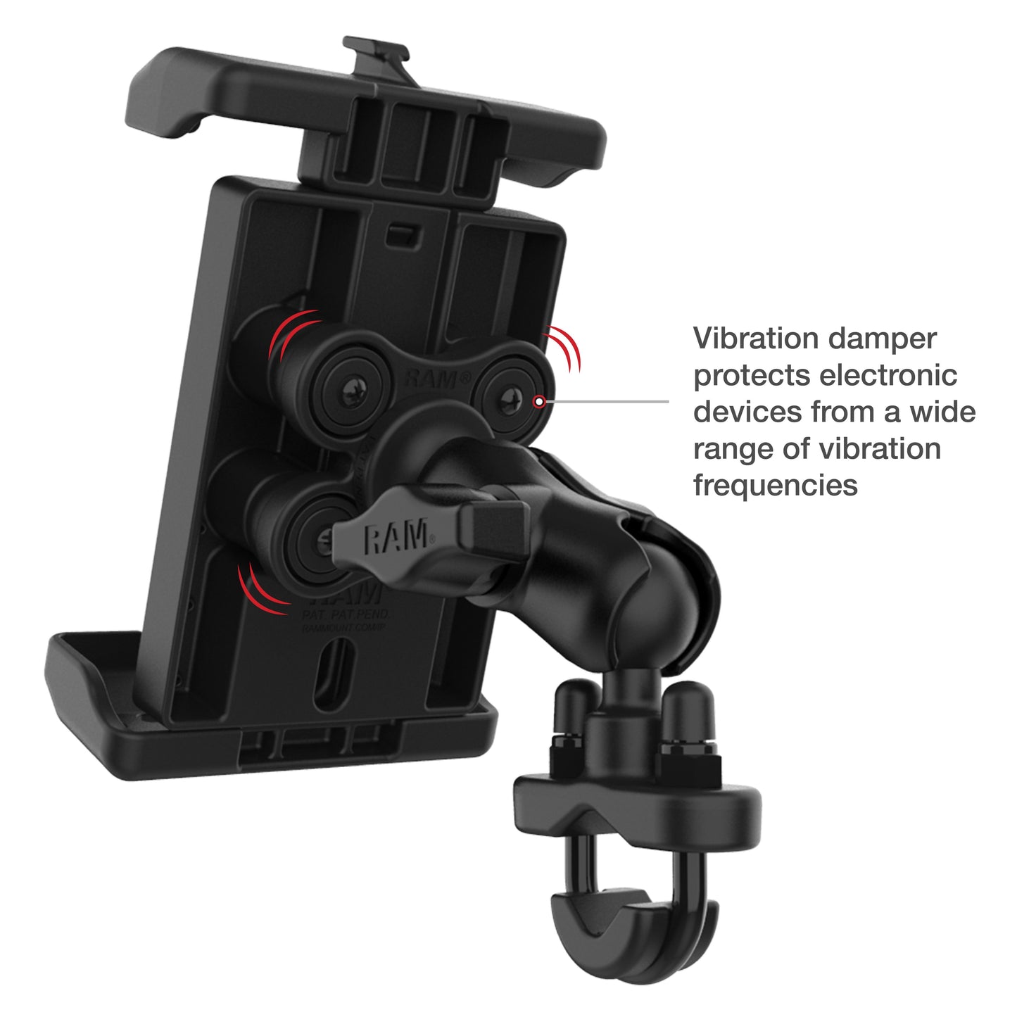 RAM® Quick-Grip™ Pro XL Vibration Damping Phone Mount with U-Bolt Base