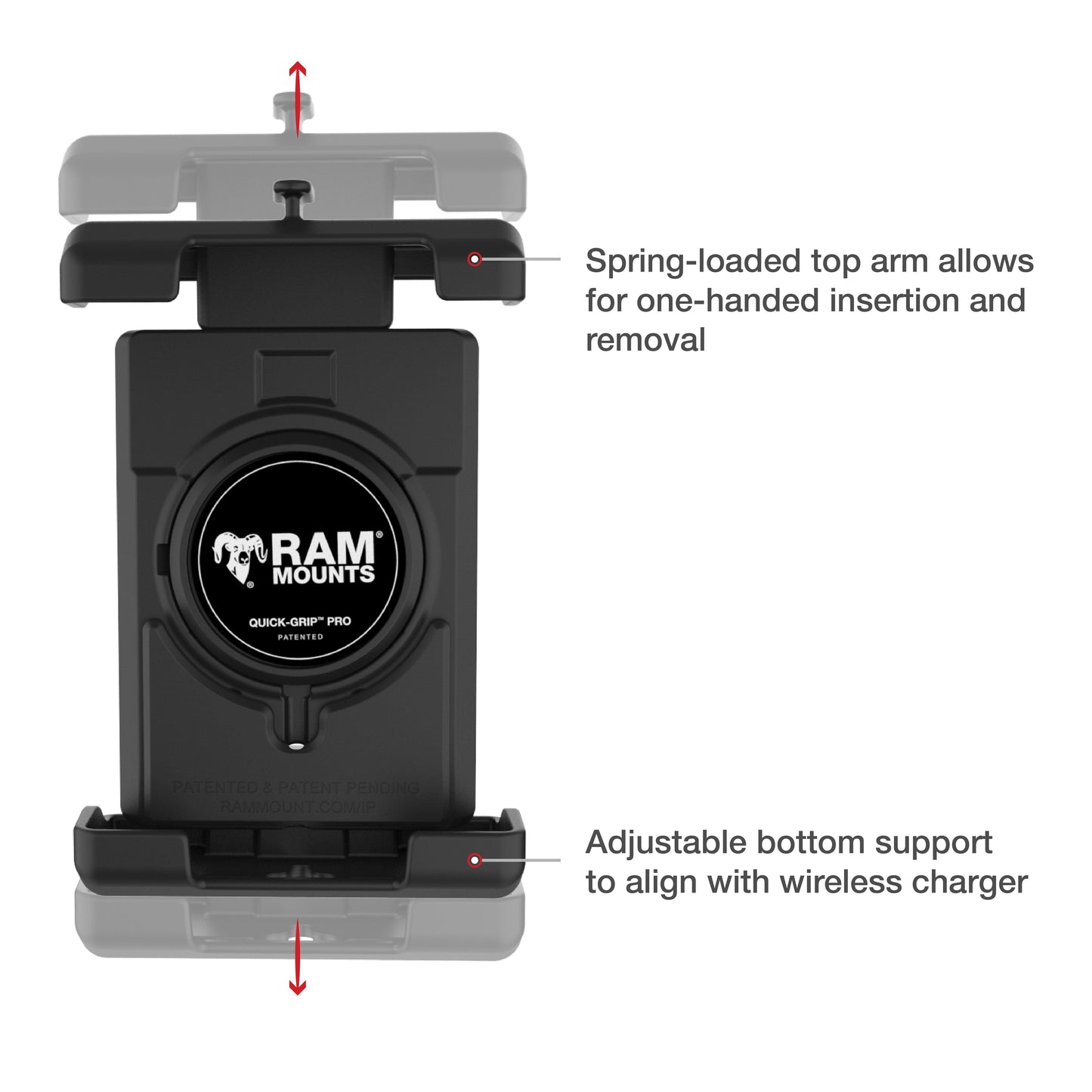 RAM® Quick-Grip™ Pro XL Vibration Damping Phone Mount with U-Bolt Base