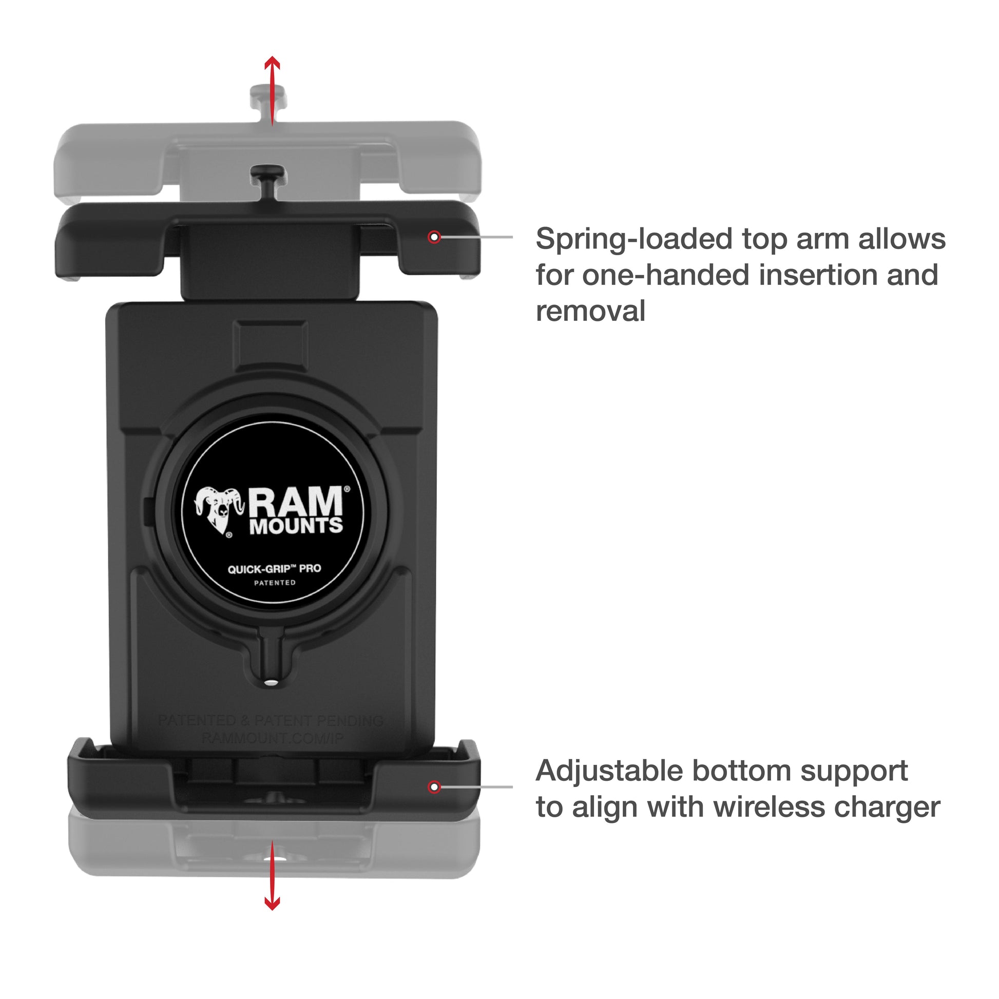 RAM® Quick-Grip™ Pro XL Vibration Damping Phone Mount with U-Bolt Base