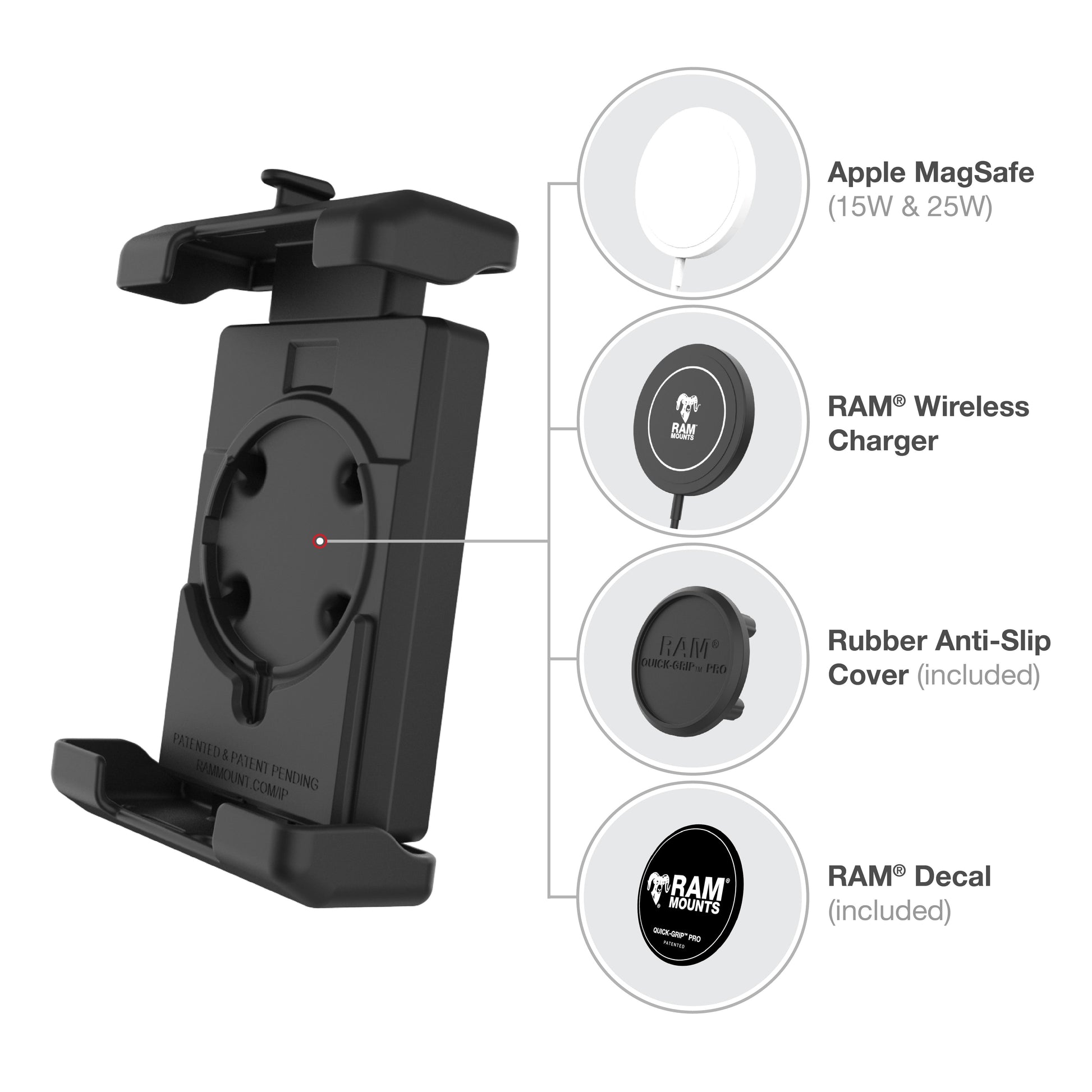 RAM® Quick-Grip™ Pro XL Vibration Damping Phone Mount with U-Bolt Base