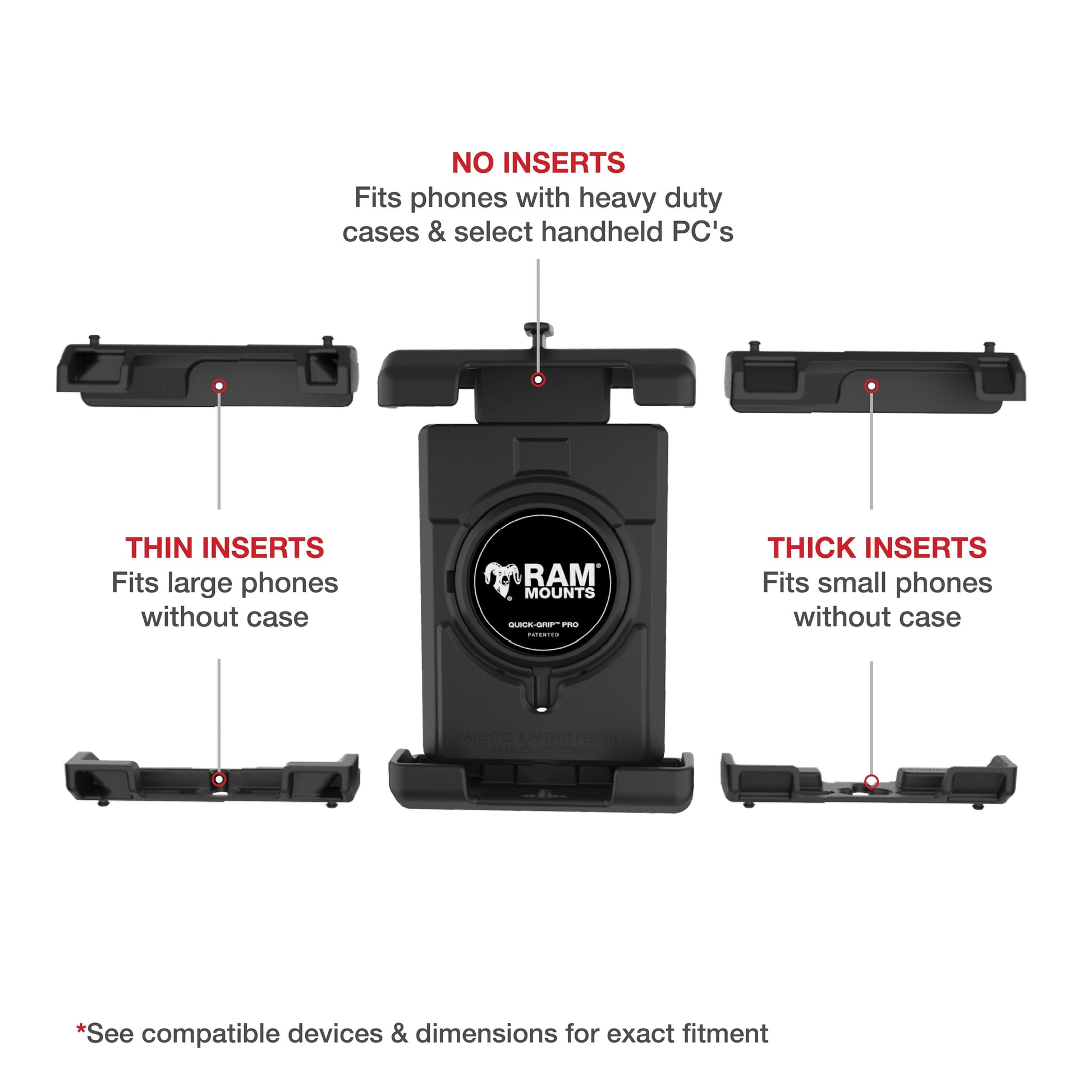 RAM® Quick-Grip™ Pro XL Phone Mount with Handlebar U-Bolt Base - Medium