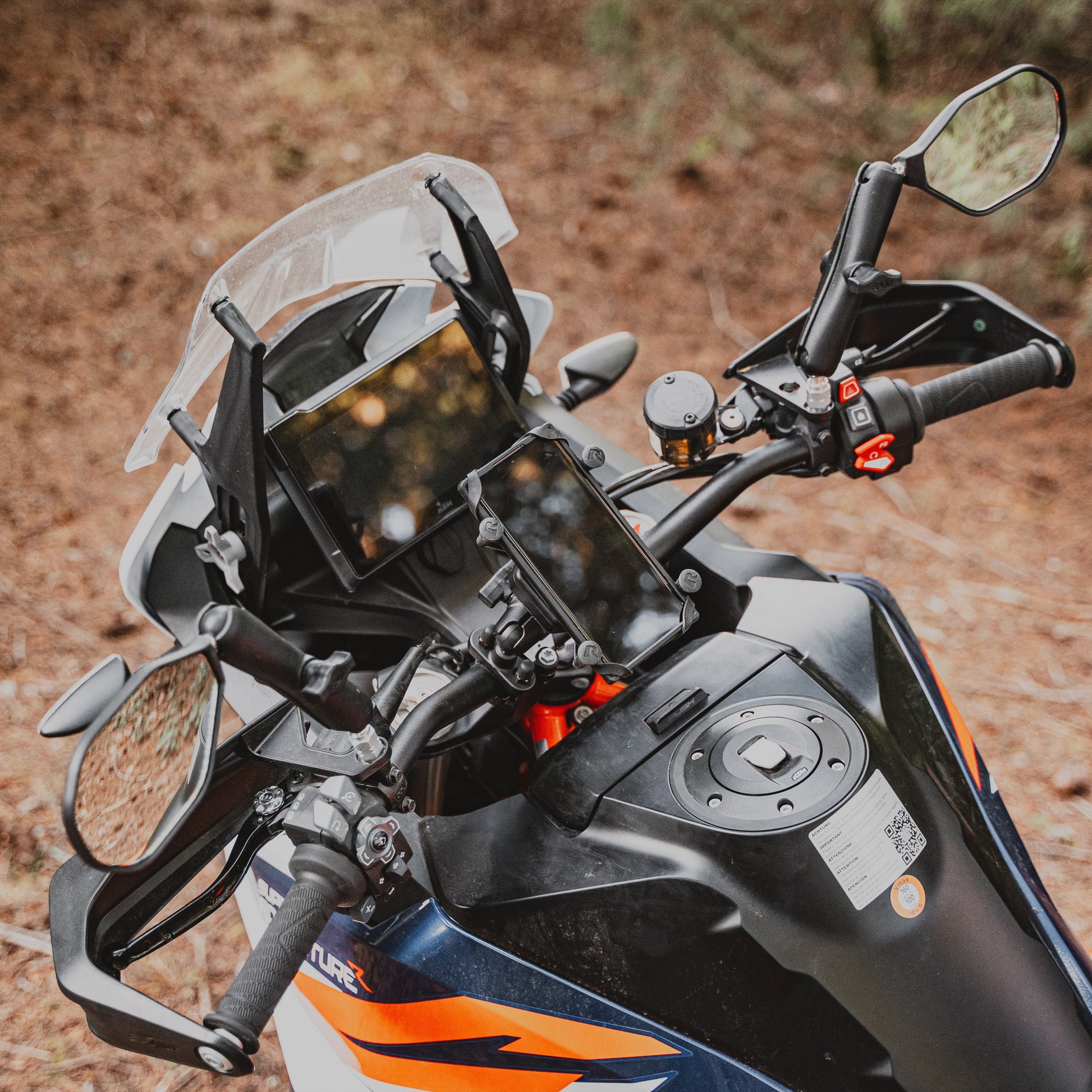 RAM® Tough-Mirror™ Kit with M10-1.25 Bases + M10-1.5 Adapters - Long Arm