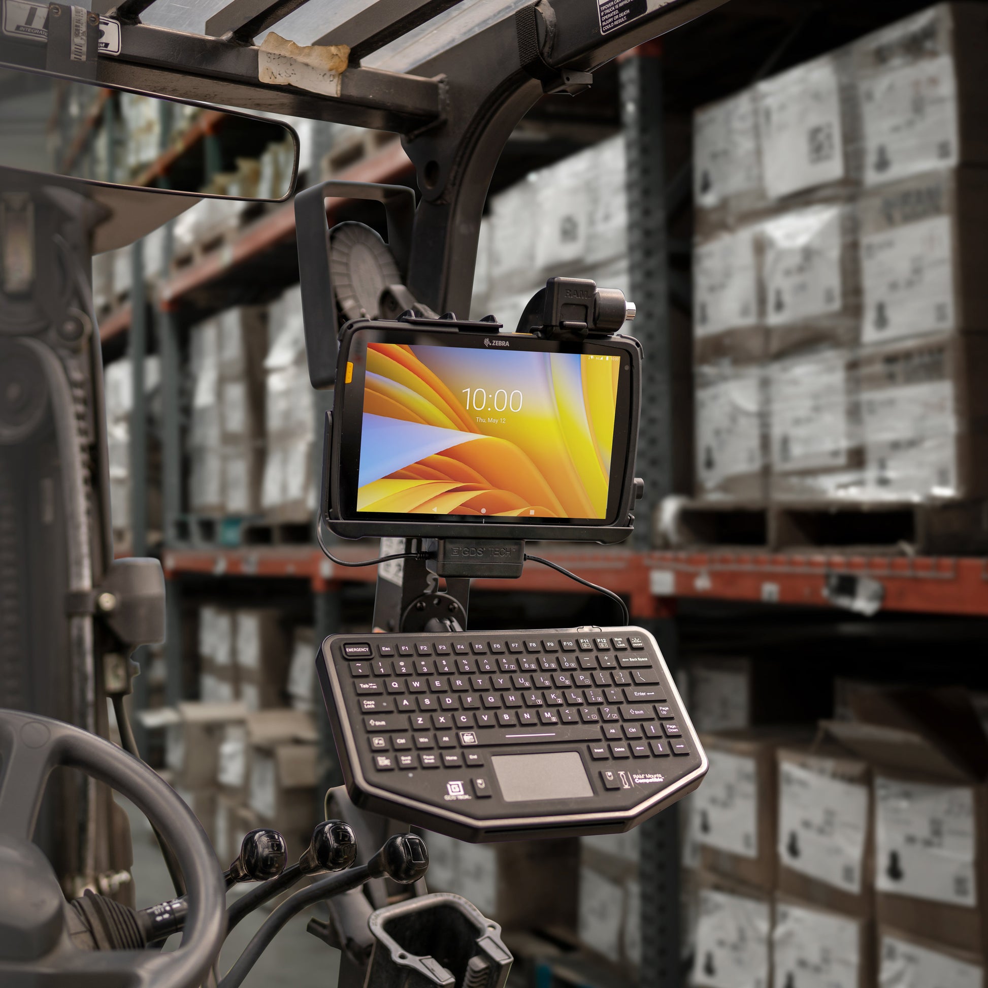 RAM® Universal Forklift Post Mount with Round Plate & Accessory Option