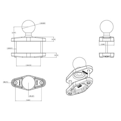 RAM-D-247U-4-IN1 RAM Steel Reinforced Square Clamp Base