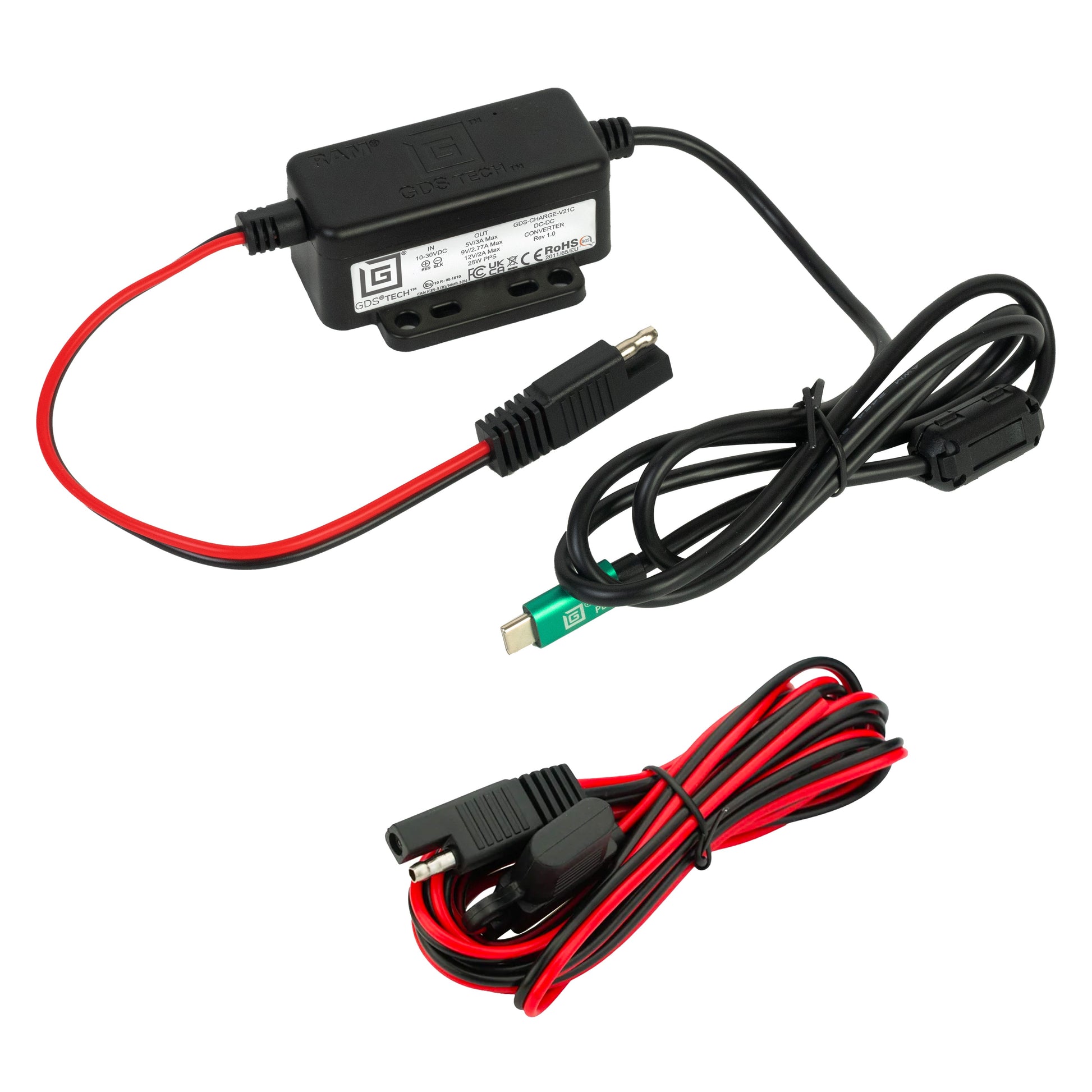 GDS® Modular 10-30V Power Delivery (25W) Male USB-C Hardwire Charger