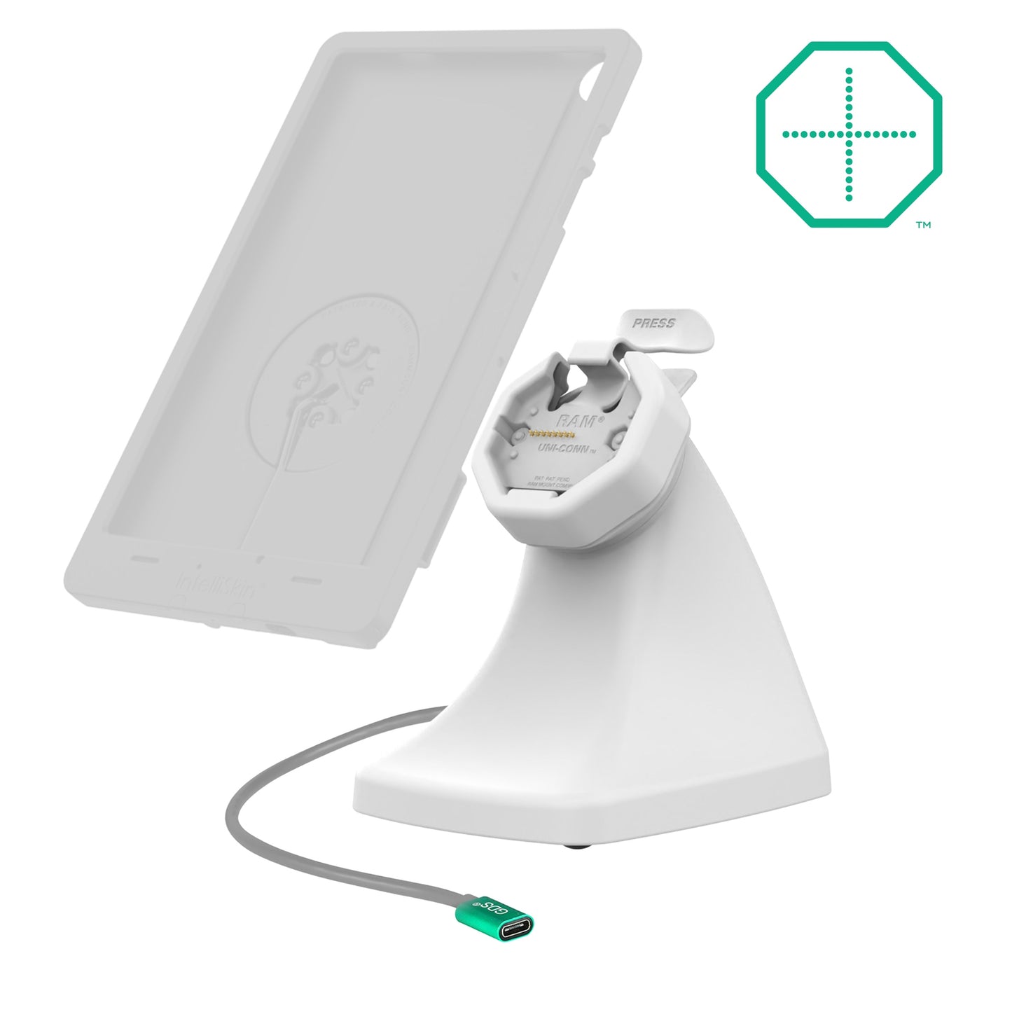 GDS® Uni-Conn™ Powered Snap-In Kiosk Dock with USB-C - Gray