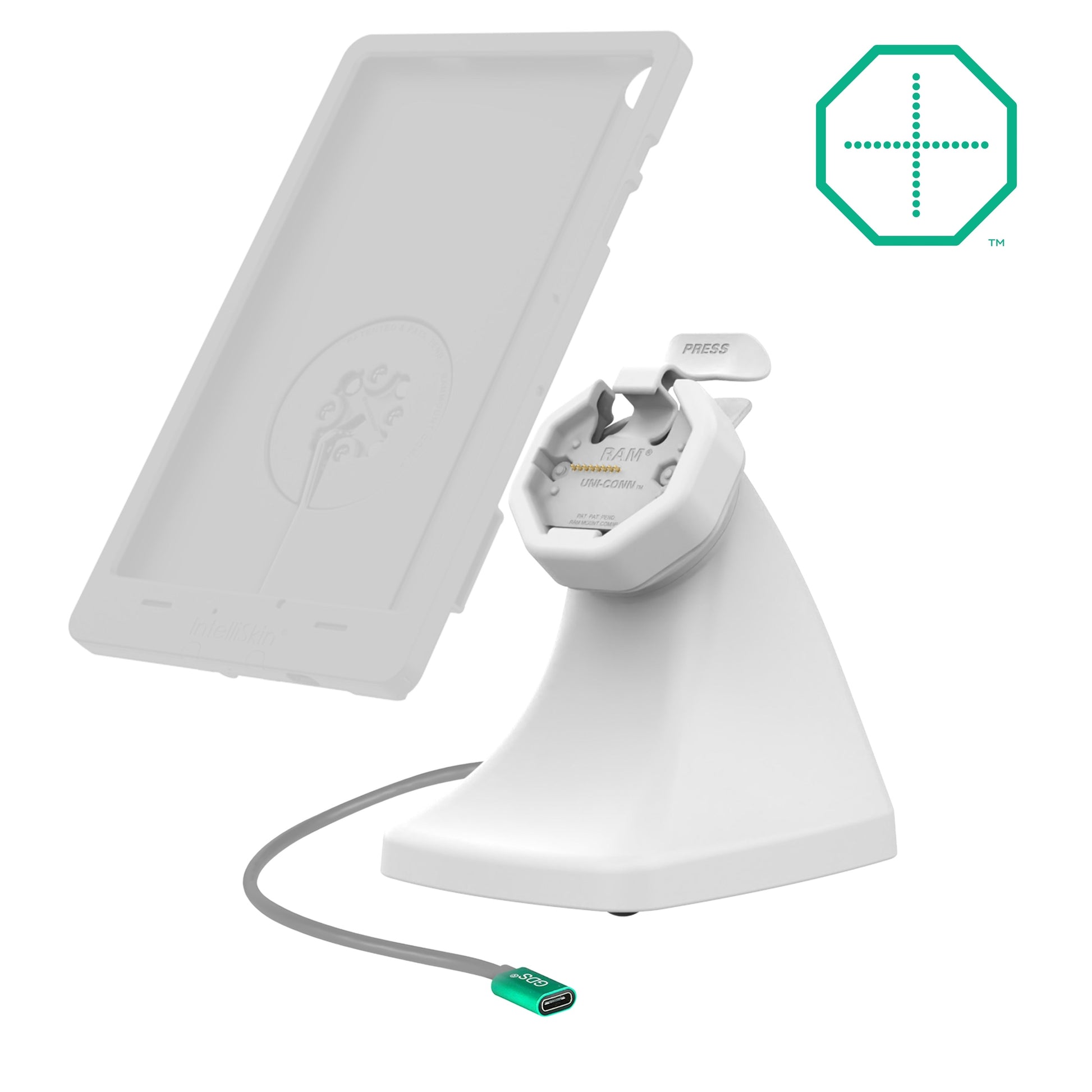 GDS® Uni-Conn™ Powered Snap-In Kiosk Dock with USB-C - Gray