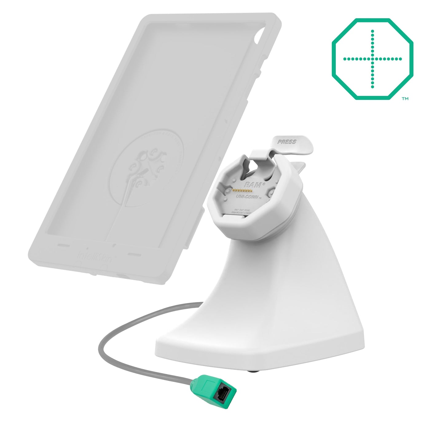GDS® Uni-Conn™ Powered Snap-In Kiosk Dock with PoE - Gray