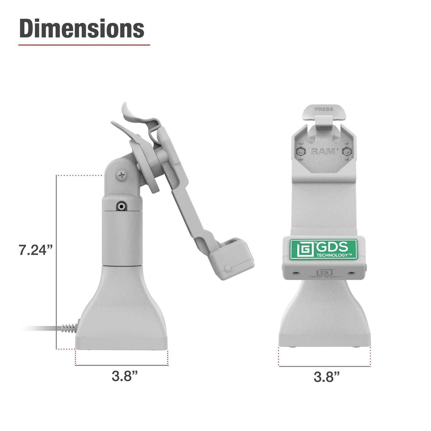 GDS® Uni-Conn™ 7" Pedestal Dock with USB-C - Gray