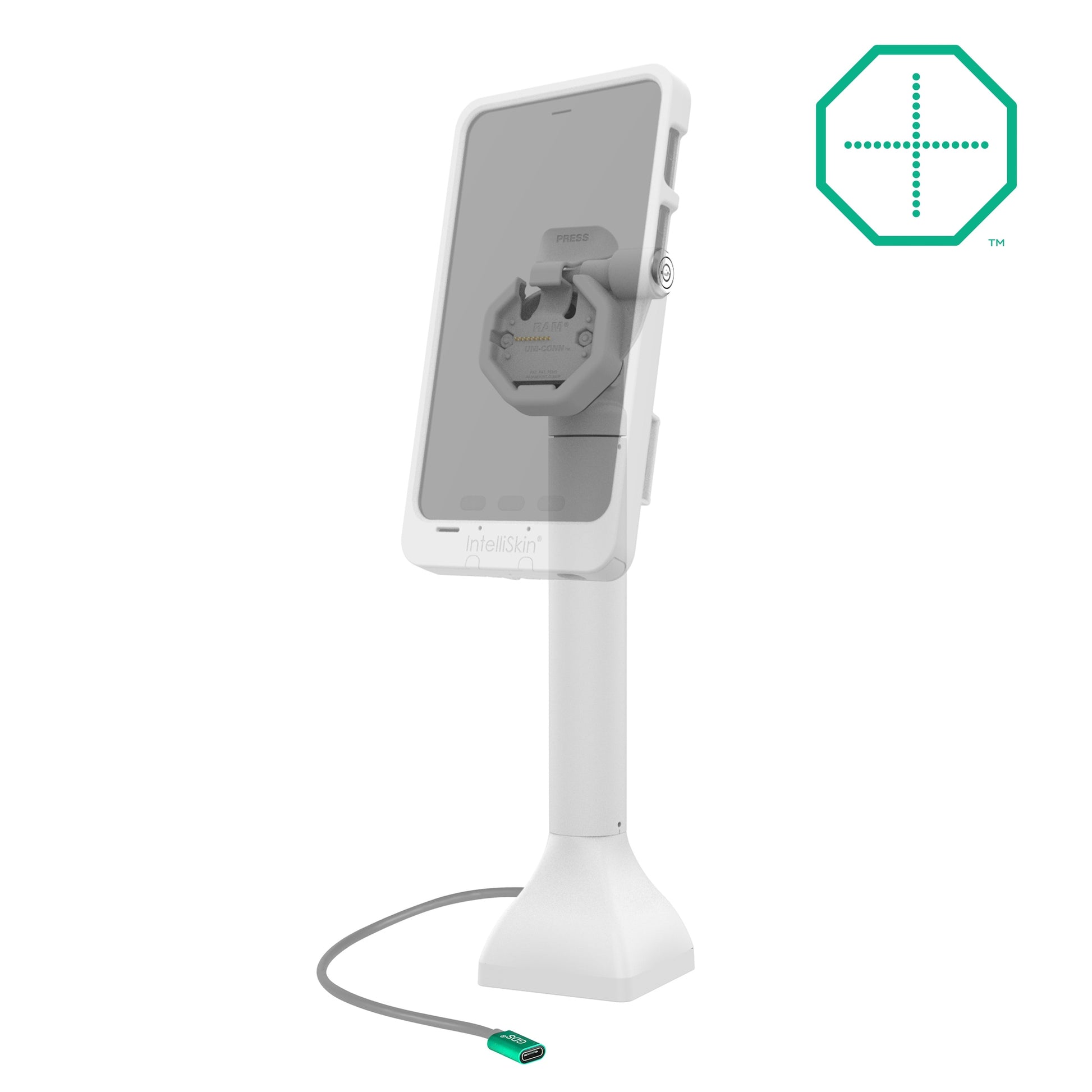 GDS® Uni-Conn™ Powered 14" Locking Pedestal Dock with USB-C - Gray