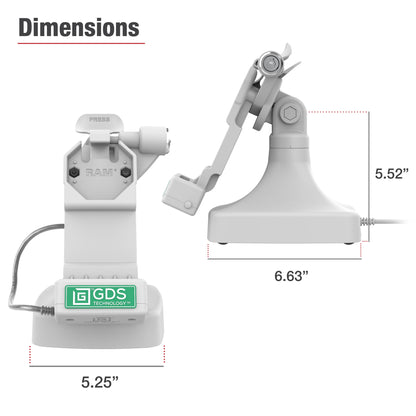 GDS® Uni-Conn™ Locking Tilt & Swivel Dock with USB-C + Data - Gray