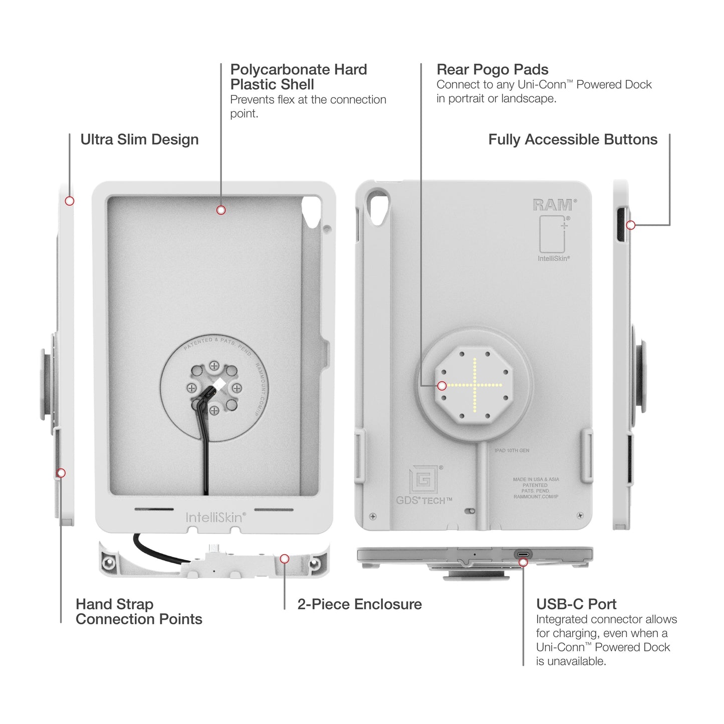 IntelliSkin® Thin-Case™ for iPad 10th &amp; 11th Gen (Rear Pogo Pads) - Gray
