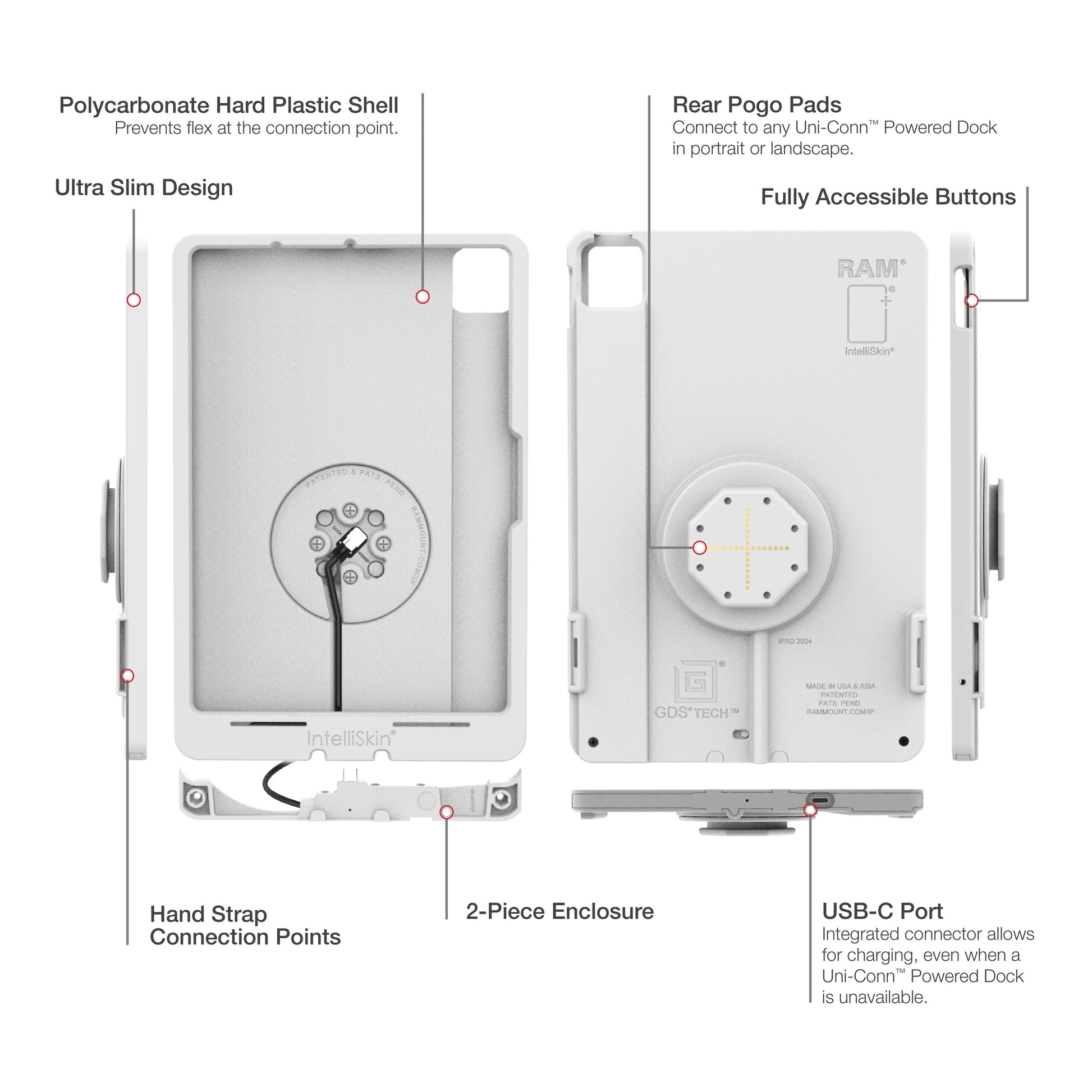 IntelliSkin® Thin-Case™ for iPad Air 11 M2 & M3 (Rear Pogo Pads) - Gray