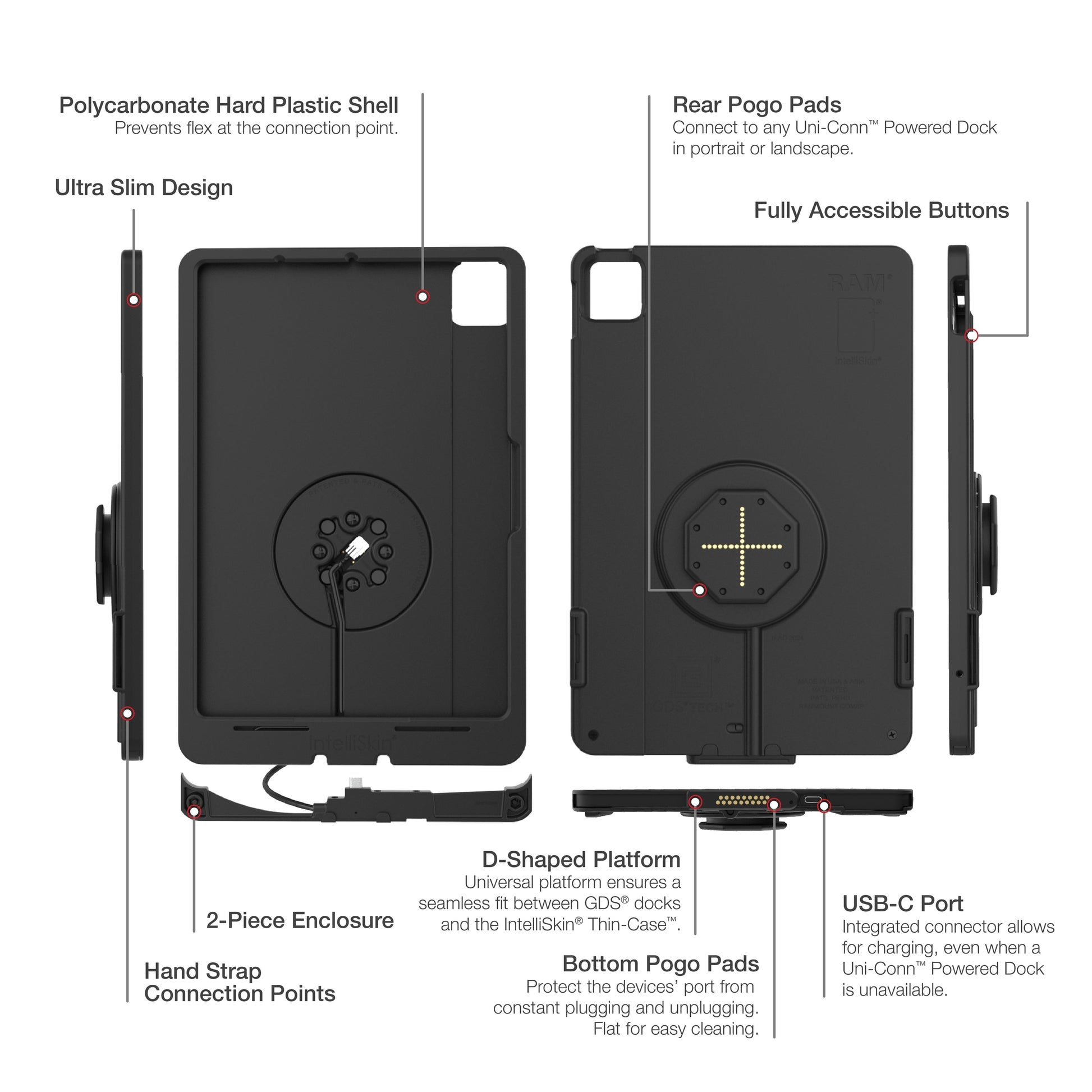 IntelliSkin® Thin-Case™ for iPad Air 11 M2 & M3 D Shape & Rear Pogo Pads