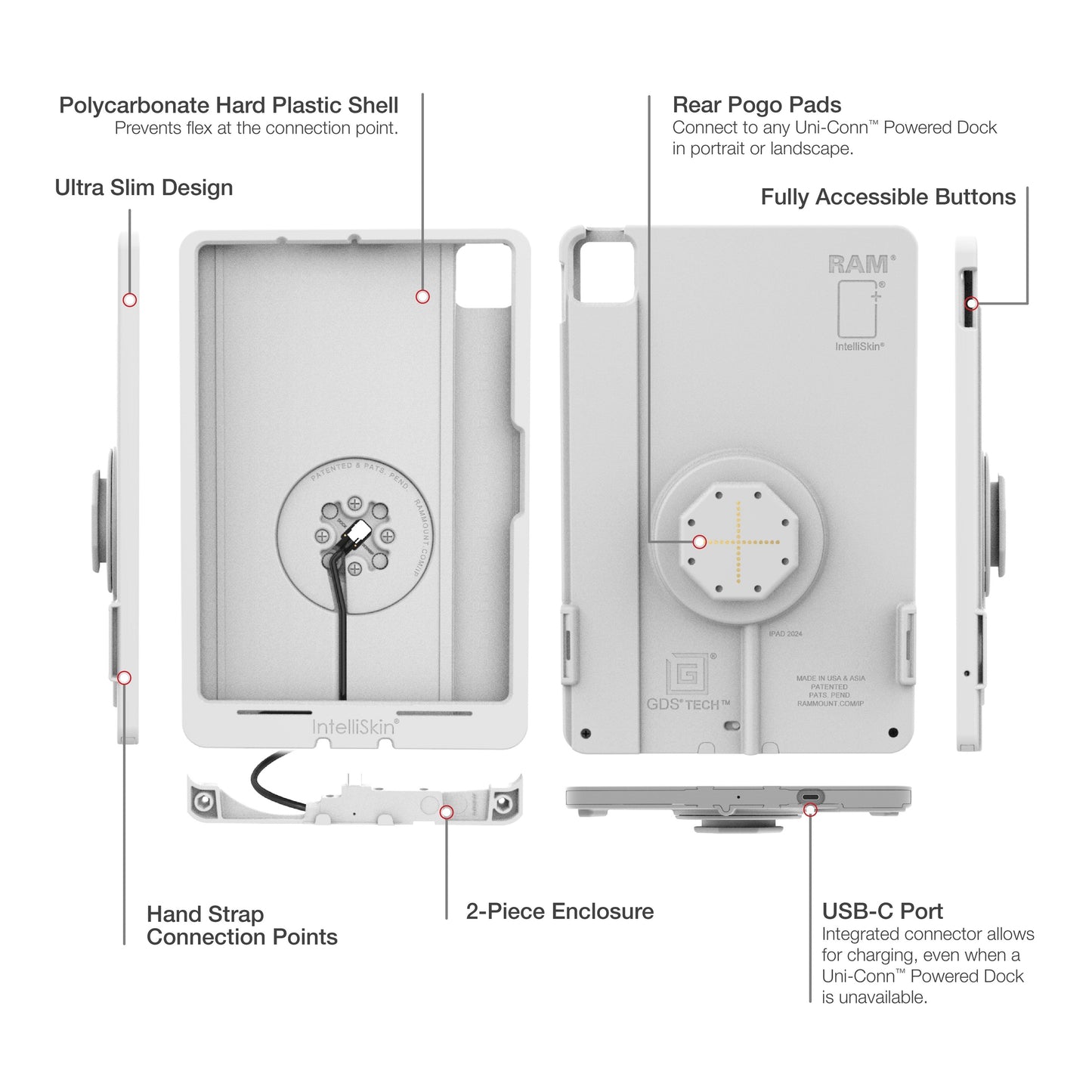 IntelliSkin® Thin-Case™ for iPad Pro 11 (M4 & M5) (Rear Pogo Pads) Gray