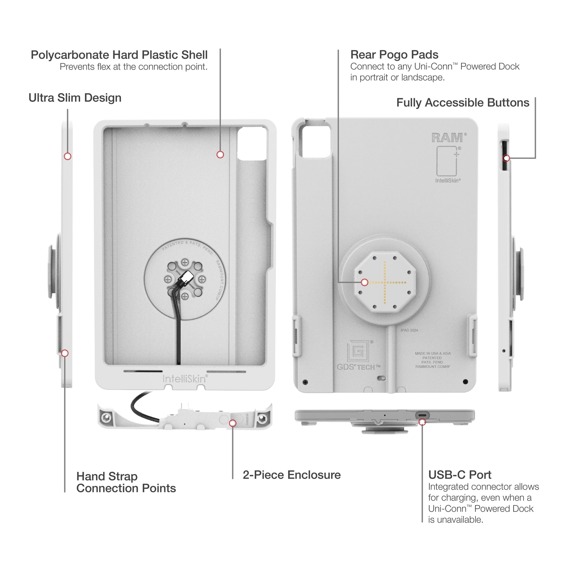 IntelliSkin® Thin-Case™ for iPad Pro 11 (M4 & M5) (Rear Pogo Pads) Gray