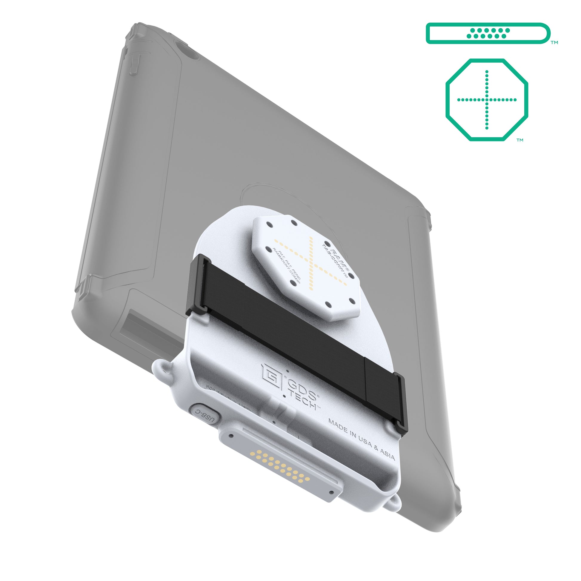 GDS® Tab-Conn™ for OtterBox Defender Cases (D Shape & Rear Pads) - Gray