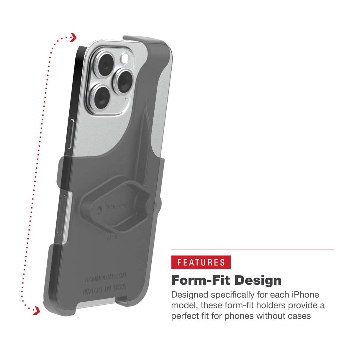 RAM Form-Fit Holder for iPhone 13, 13 Pr