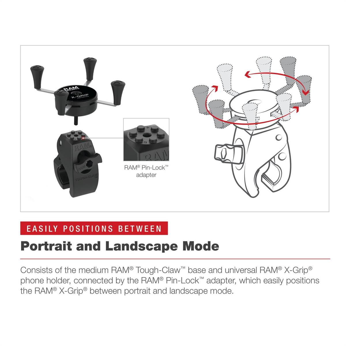 RAM-HOL-UN7-404-2U RAM X-Grip Phone Mount with Low-Prof