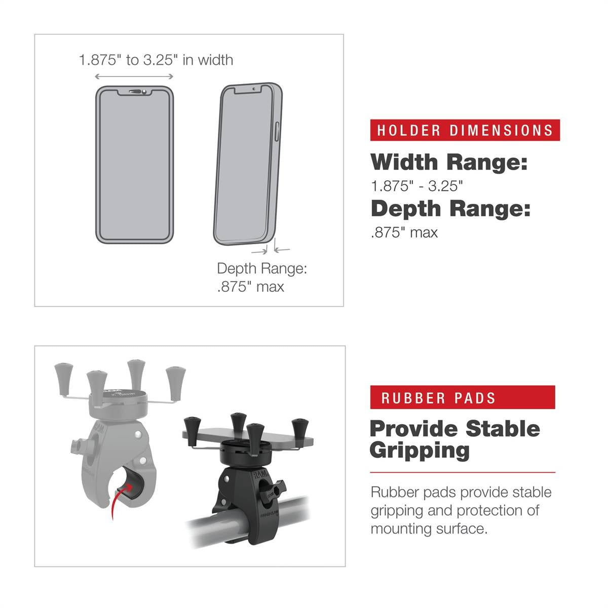 RAM-HOL-UN7-404-2U RAM X-Grip Phone Mount with Low-Prof