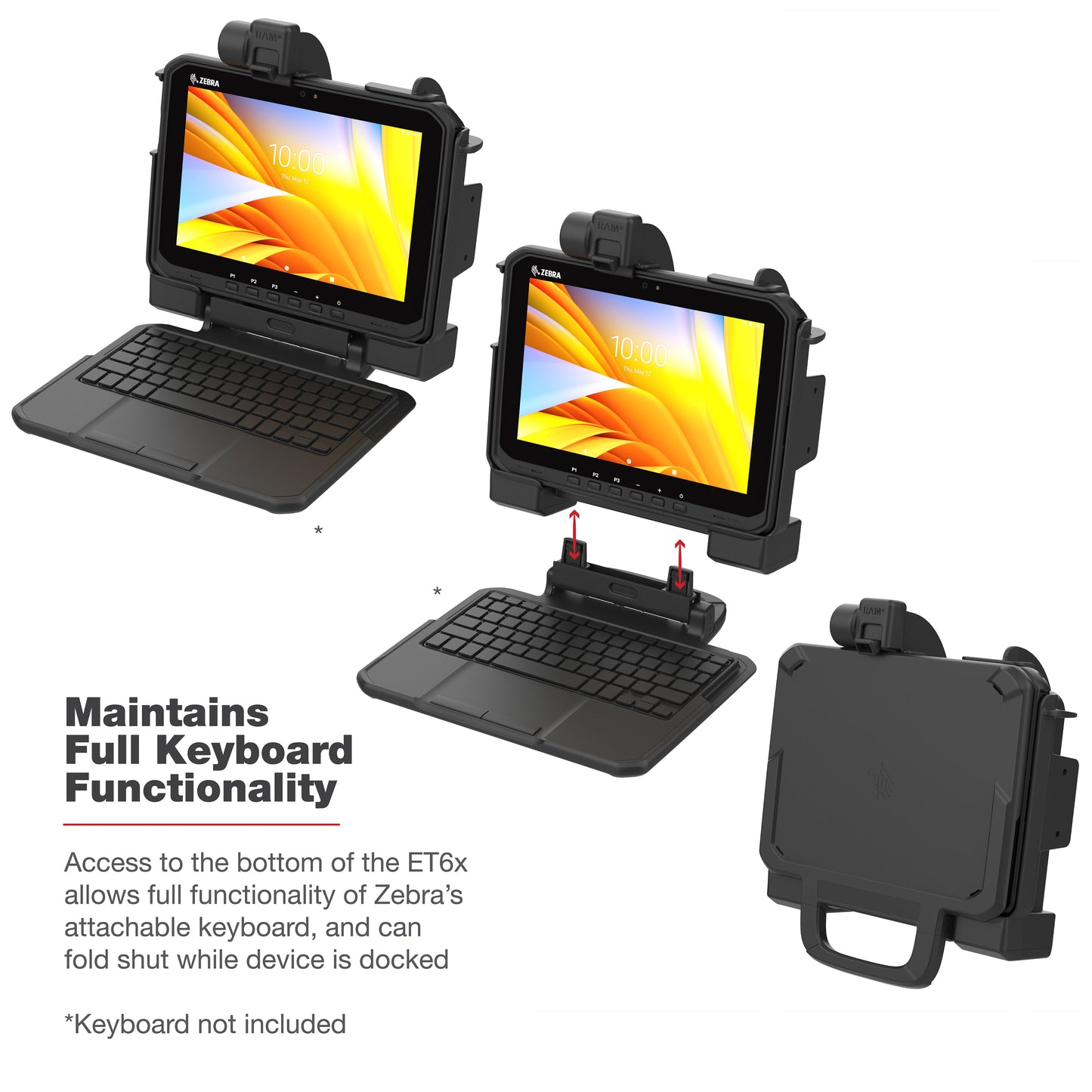 RAM® Power + Dual USB Dock for Zebra ET6x - Heated Pins