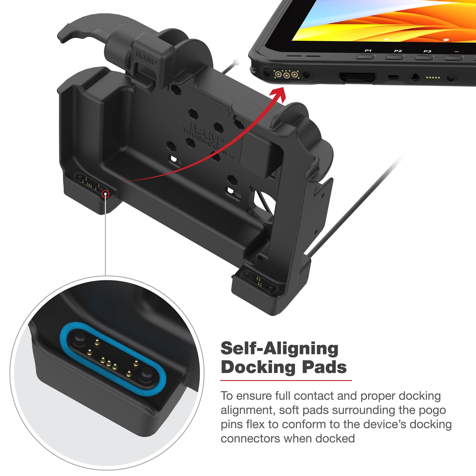 RAM® Power + Dual USB Locking Dock for Zebra ET6x