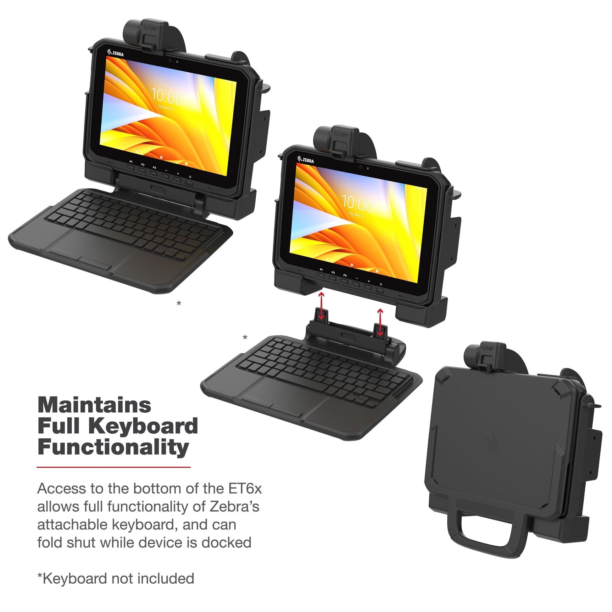 RAM® Power + Data Locking Dock for Zebra ET6x - Heated Pins