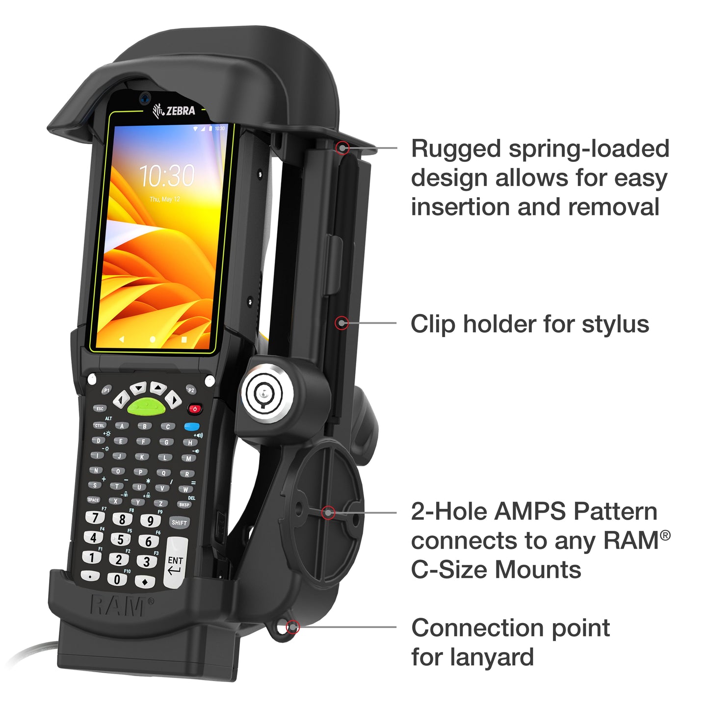 RAM® Locking Powered Dock for Zebra MC9400 & MC9300