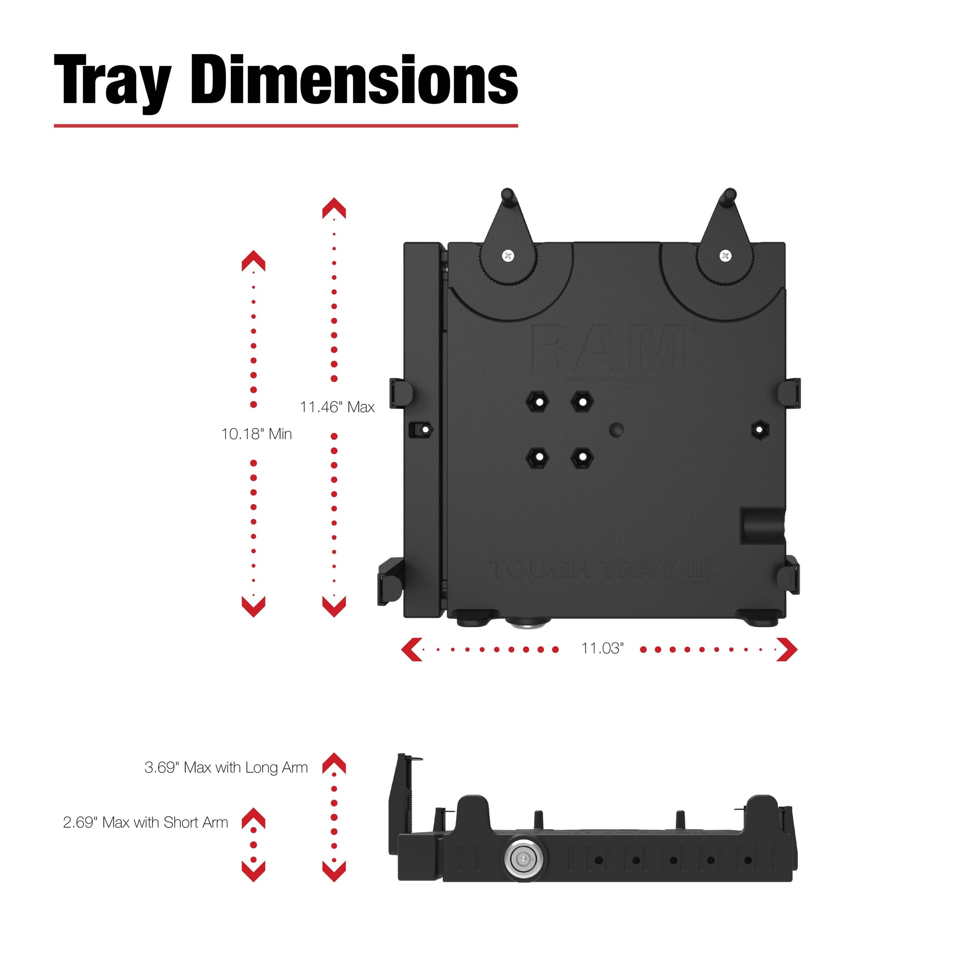 RAM® No-Drill™ Laptop Mount for '19-26 Chevy Silverado, Tahoe & More