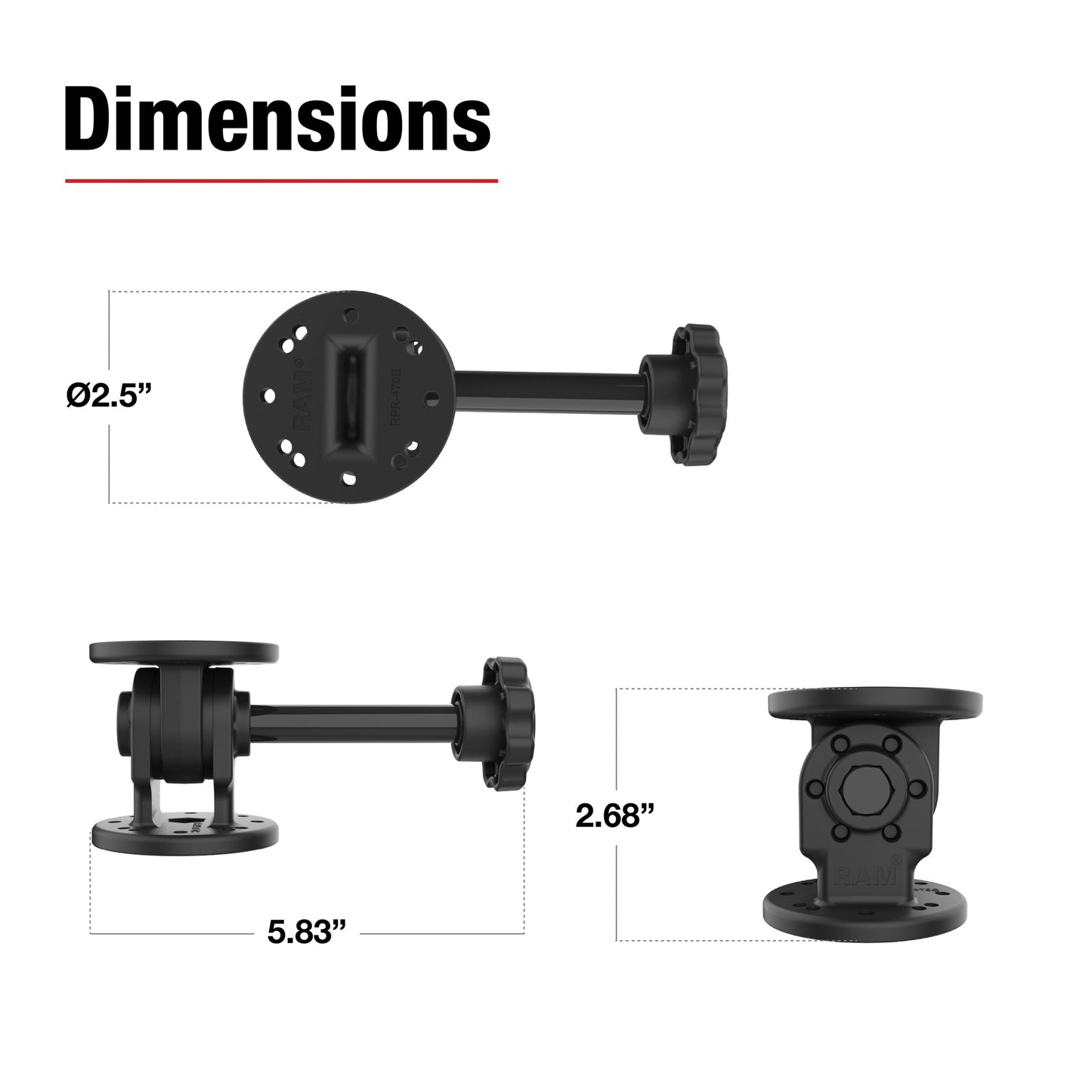 RAM® Single Pivot Mount with Knob