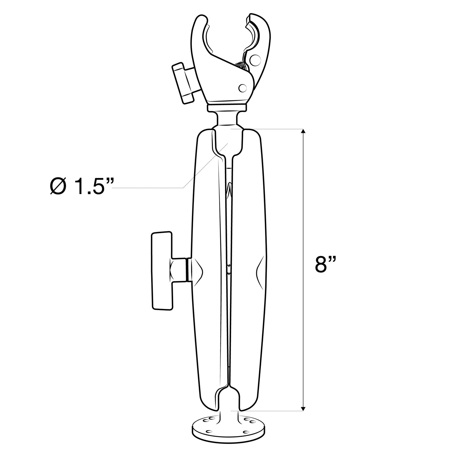RAM® Trolling Motor Stabilizer - Tough-Claw™ .625" - 1.14" Long Arm