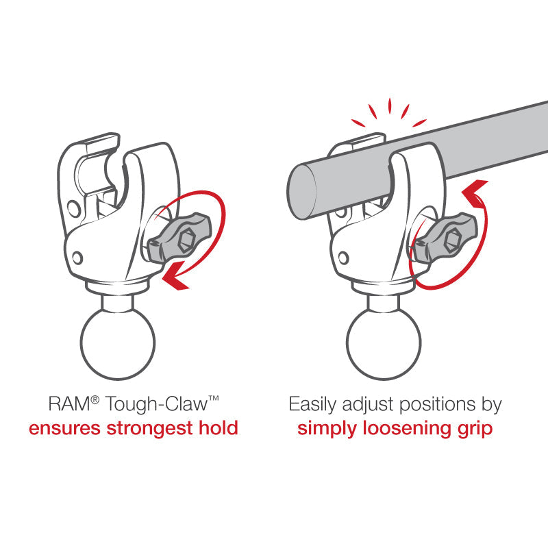 RAM® Trolling Motor Stabilizer - Tough-Claw™ .625" - 1.14" Long Arm