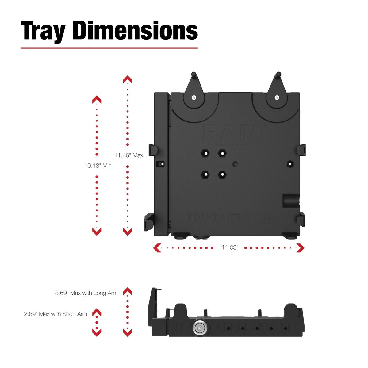 RAM® Tough-Tray™ III Spring Loaded Laptop Tray