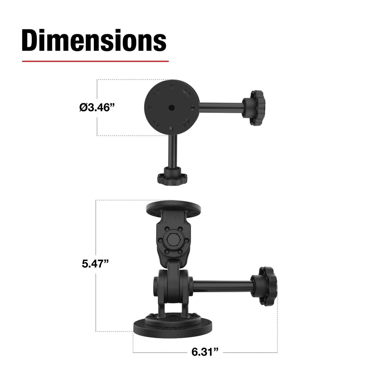 RAM® Dual 90-Degree Pivot Magnetic Mount with Knob